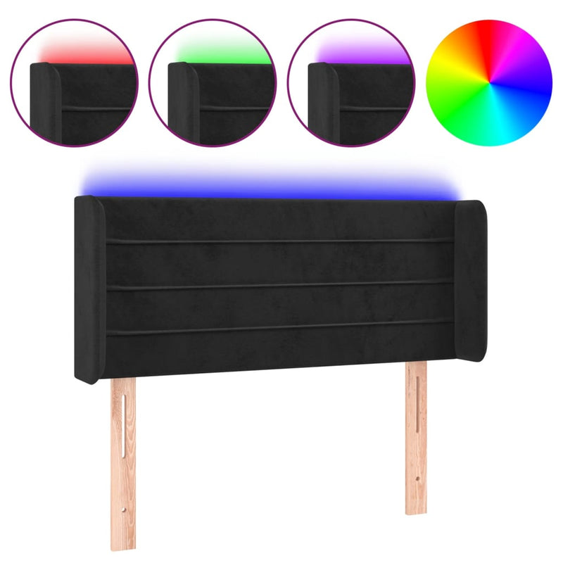 vidaXL fekete bársony LED-es fejtámla 83 x 16 x 78/88 cm