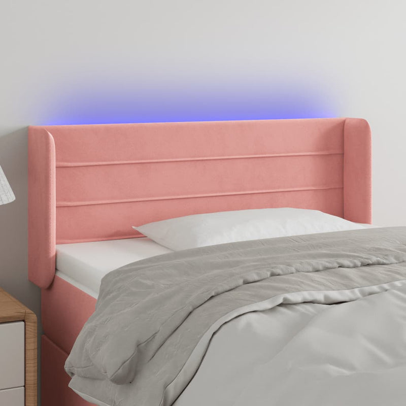 vidaXL rózsaszín bársony LED-es fejtámla 83 x 16 x 78/88 cm