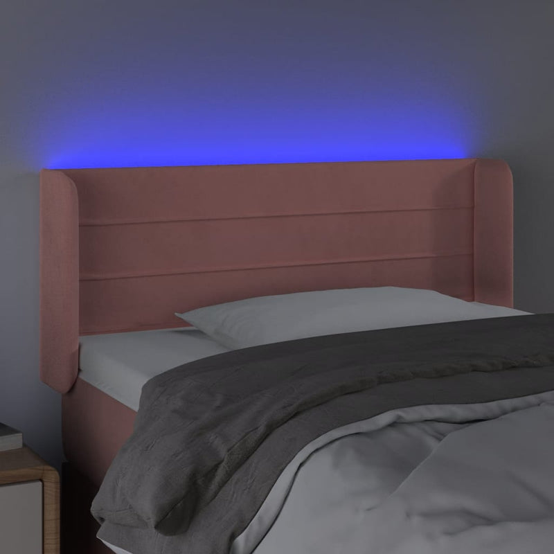 vidaXL rózsaszín bársony LED-es fejtámla 93x16x78/88 cm
