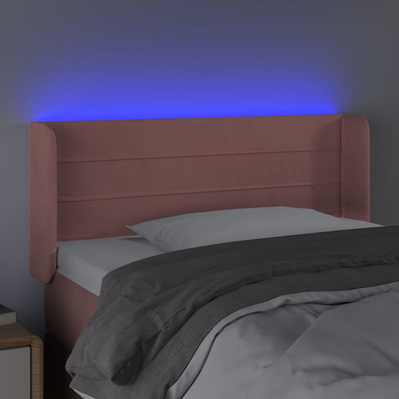 vidaXL rózsaszín bársony LED-es fejtámla 103x16x78/88 cm