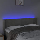vidaXL világosszürke bársony LED-es fejtámla 147 x 16 x 78/88 cm