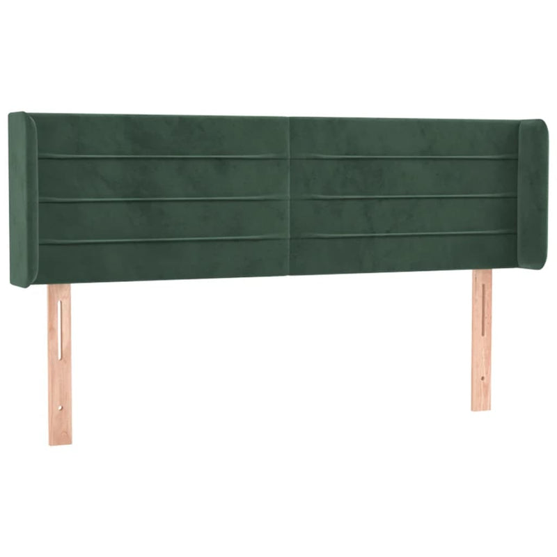 vidaXL sötétzöld bársony LED-es fejtámla 147 x 16 x 78/88 cm