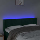 vidaXL sötétzöld bársony LED-es fejtámla 147 x 16 x 78/88 cm