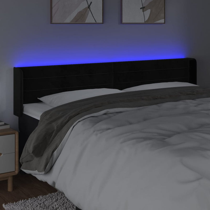 vidaXL fekete bársony LED-es fejtámla 183 x 16 x 78/88 cm
