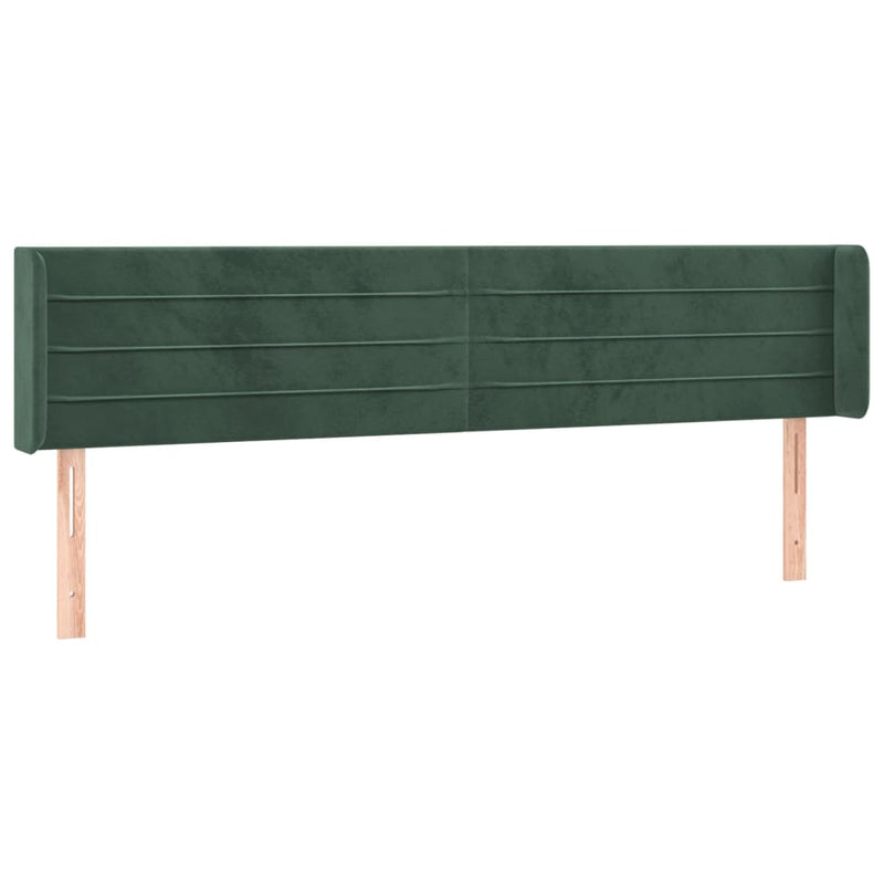 vidaXL sötétzöld bársony LED-es fejtámla 183 x 16 x 78/88 cm