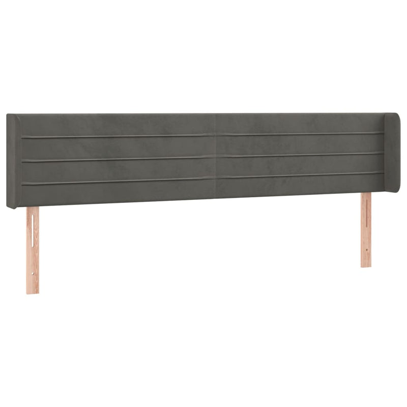 vidaXL sötétszürke bársony LED-es fejtámla 203 x 16 x 78/88 cm
