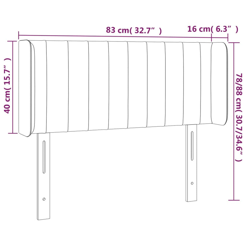 vidaXL fekete szövet LED-es fejtámla 83 x 16 x 78/88 cm