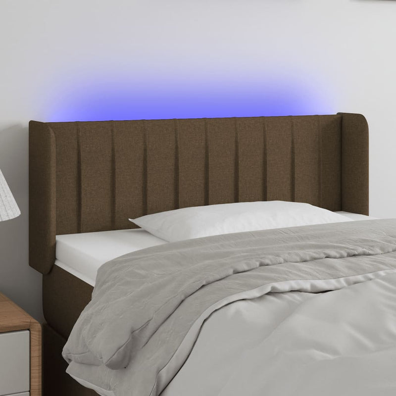 vidaXL sötétbarna szövet LED-es fejtámla 83 x 16 x 78/88 cm
