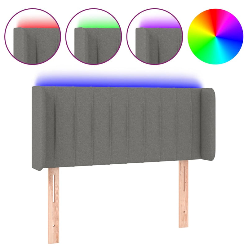 vidaXL sötétszürke szövet LED-es fejtámla 93 x 16 x 78/88 cm