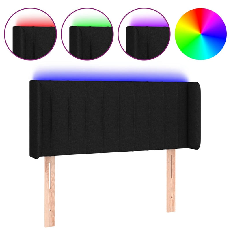 vidaXL fekete szövet LED-es fejtámla 93 x 16 x 78/88 cm