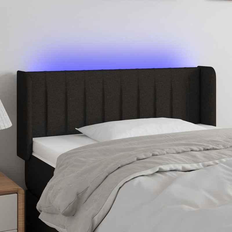 vidaXL fekete szövet LED-es fejtámla 93 x 16 x 78/88 cm