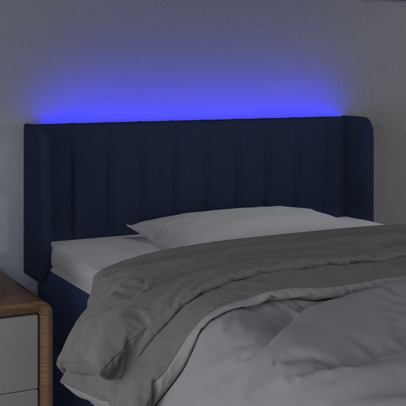 vidaXL kék szövet LED-es fejtámla 93 x 16 x 78/88 cm