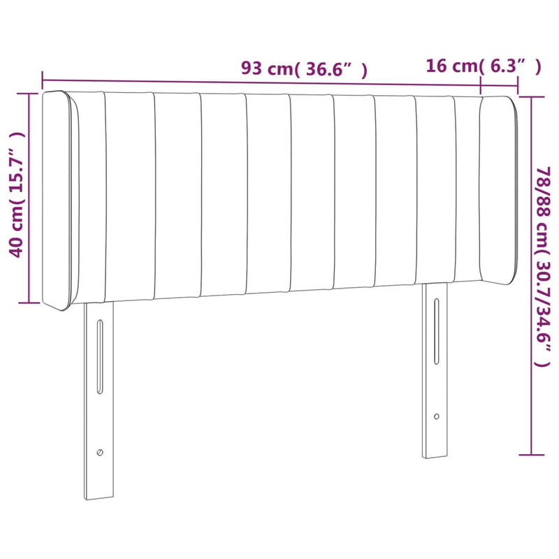 vidaXL kék szövet LED-es fejtámla 93 x 16 x 78/88 cm