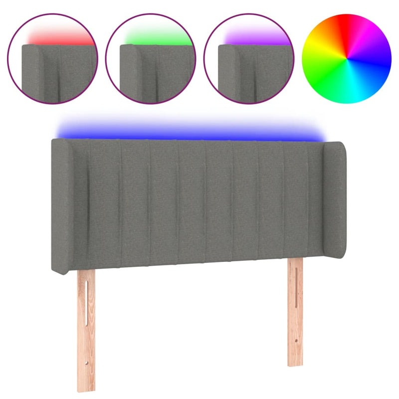 vidaXL sötétszürke szövet LED-es fejtámla 103 x 16 x 78/88 cm