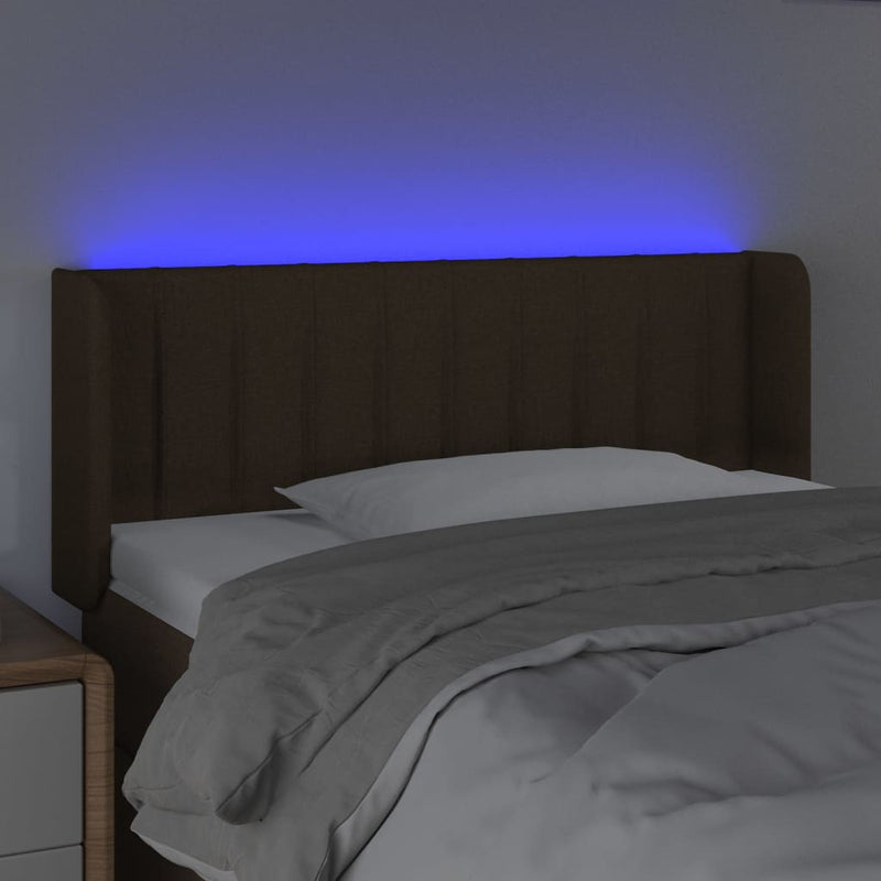 vidaXL sötétbarna szövet LED-es fejtámla 103 x 16 x 78/88 cm