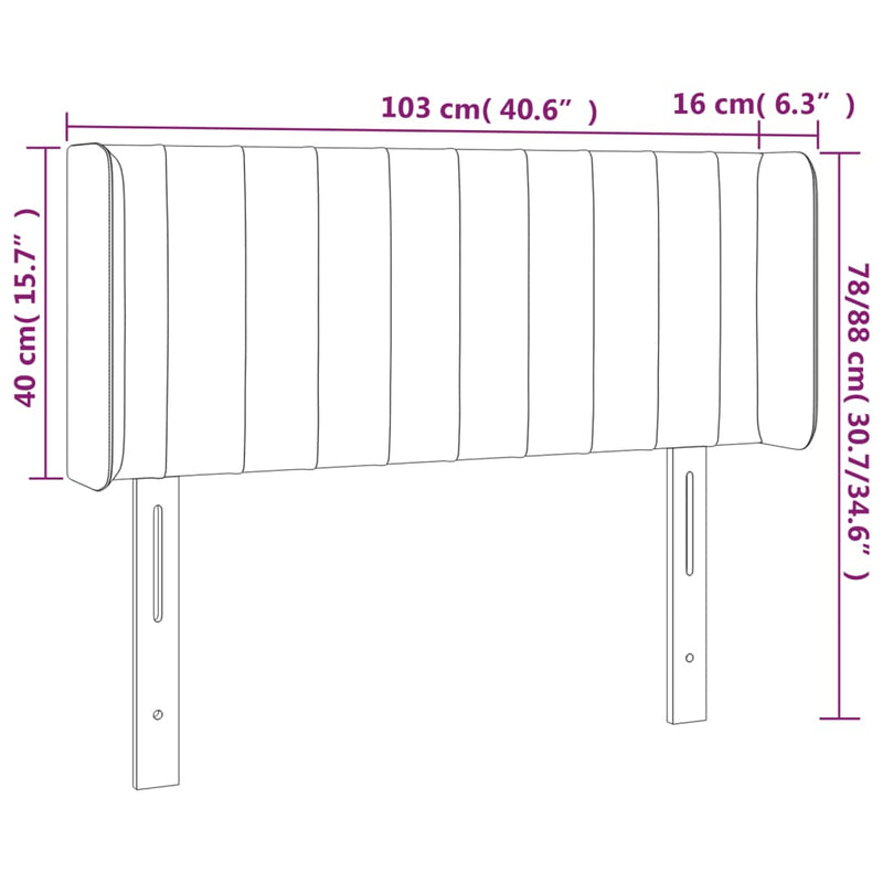 vidaXL sötétbarna szövet LED-es fejtámla 103 x 16 x 78/88 cm