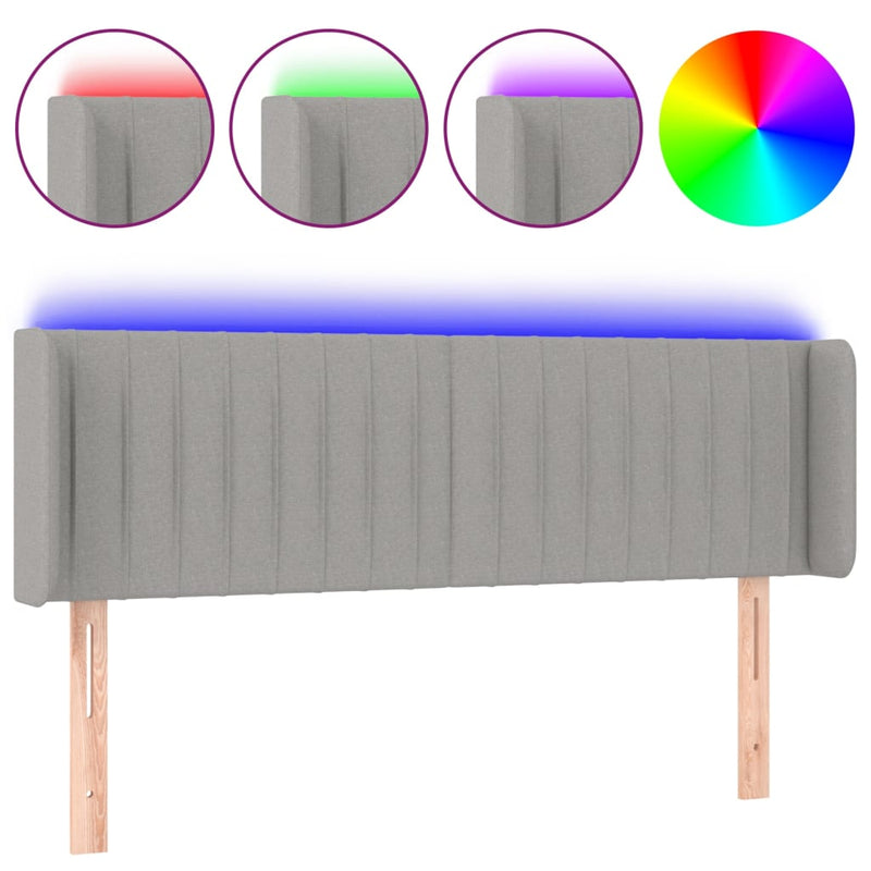 vidaXL világosszürke szövet LED-es fejtámla 147 x 16 x 78/88 cm