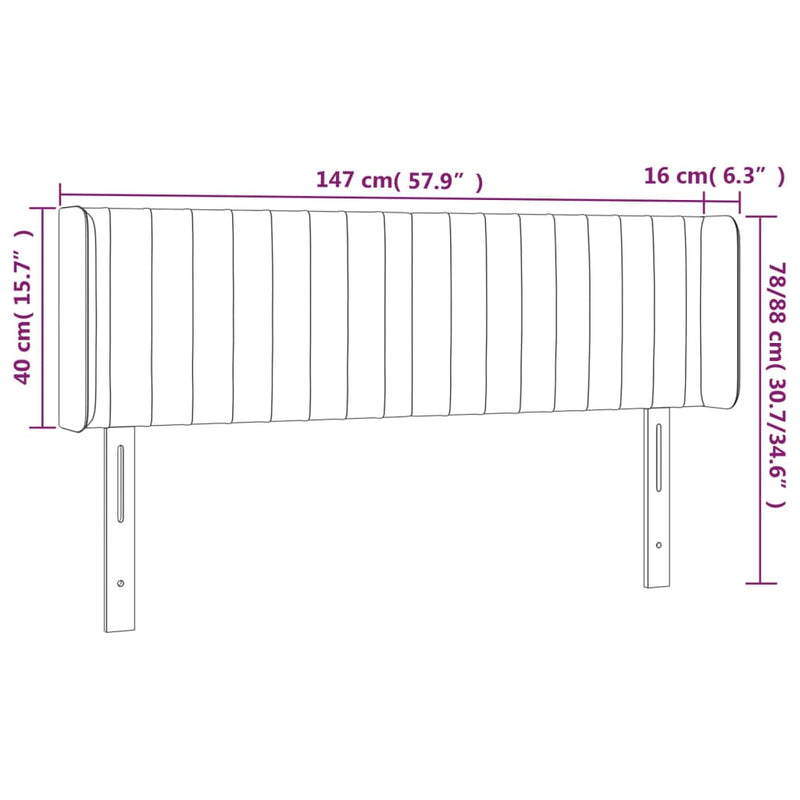 vidaXL világosszürke szövet LED-es fejtámla 147 x 16 x 78/88 cm