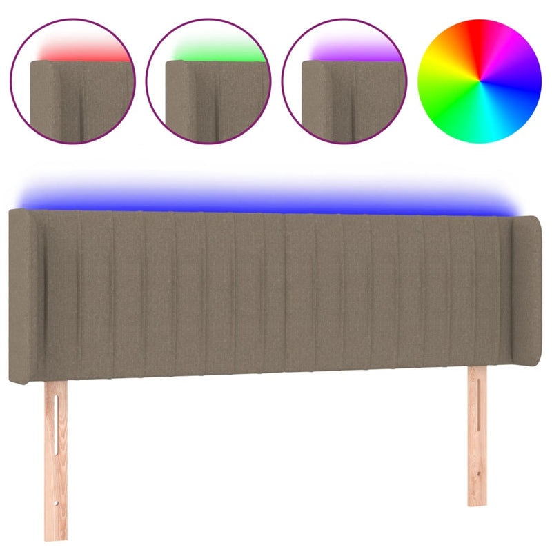 vidaXL tópszínű szövet LED-es fejtámla 147 x 16 x 78/88 cm
