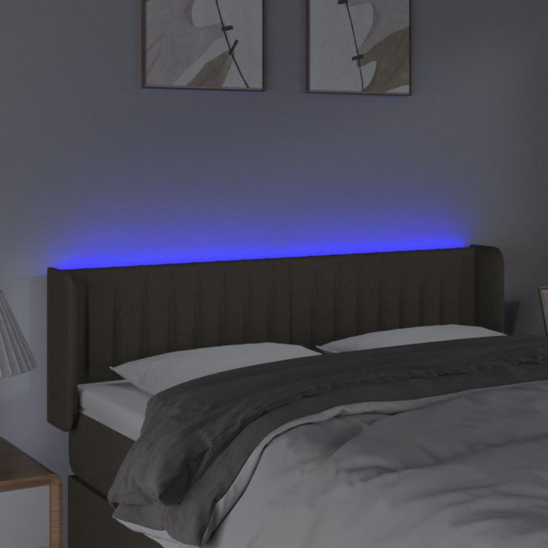 vidaXL tópszínű szövet LED-es fejtámla 147 x 16 x 78/88 cm