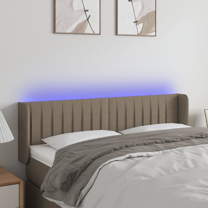 vidaXL tópszínű szövet LED-es fejtámla 147 x 16 x 78/88 cm