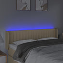 vidaXL krémszínű szövet LED-es fejtámla 147 x 16 x 78/88 cm