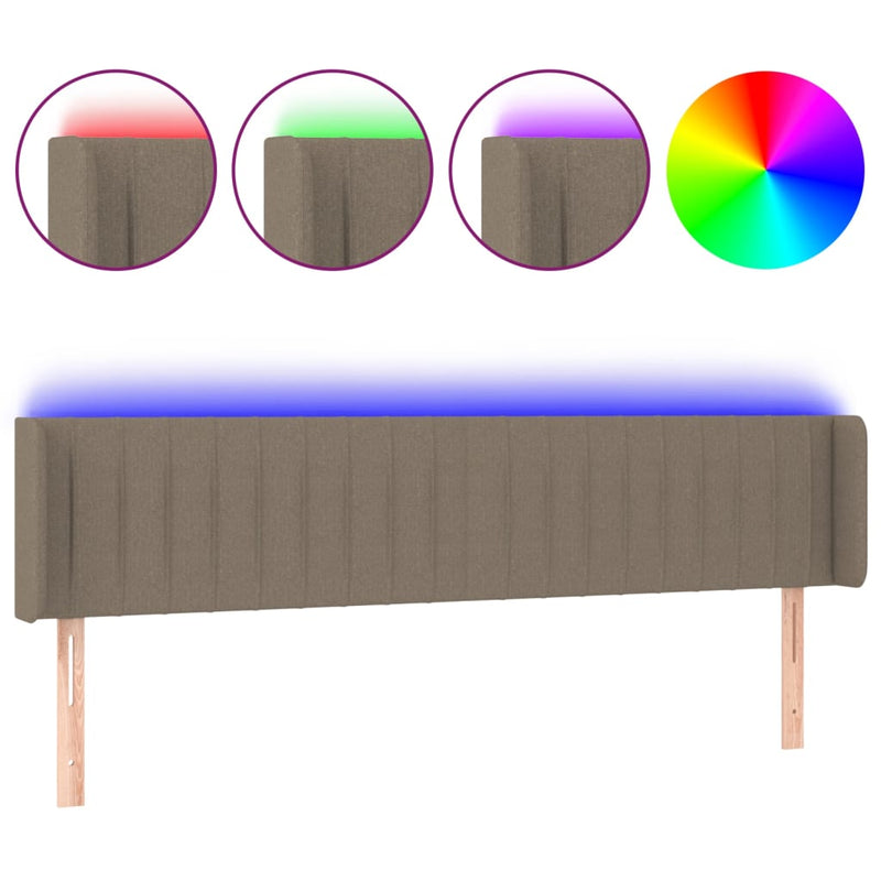 vidaXL tópszínű szövet LED-es fejtámla 163 x 16 x 78/88 cm