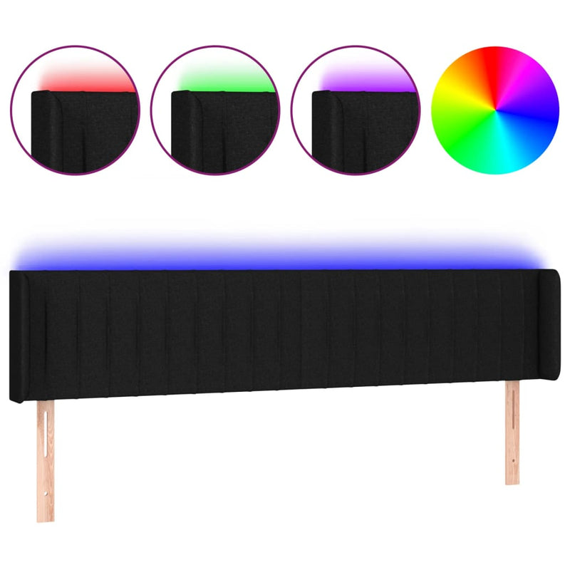 vidaXL fekete szövet LED-es fejtámla 183 x 16 x 78/88 cm