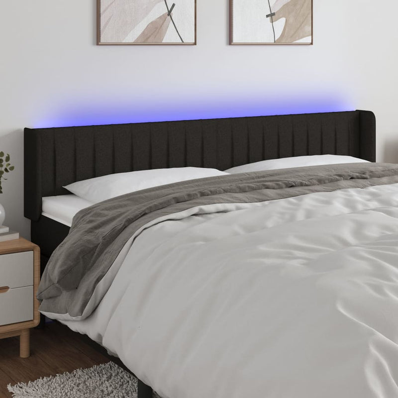 vidaXL fekete szövet LED-es fejtámla 183 x 16 x 78/88 cm