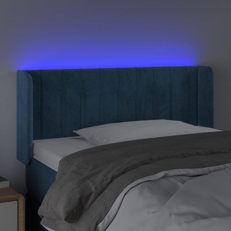 vidaXL sötétkék bársony LED-es fejtámla 83 x 16 x 78/88 cm
