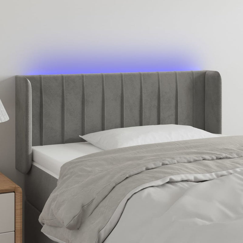 vidaXL világosszürke bársony LED-es fejtámla 93 x 16 x 78/88 cm