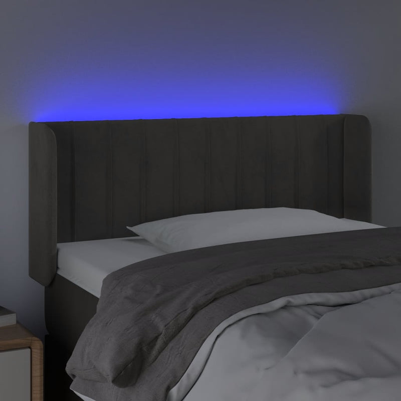 vidaXL sötétszürke bársony LED-es fejtámla 93 x 16 x 78/88 cm
