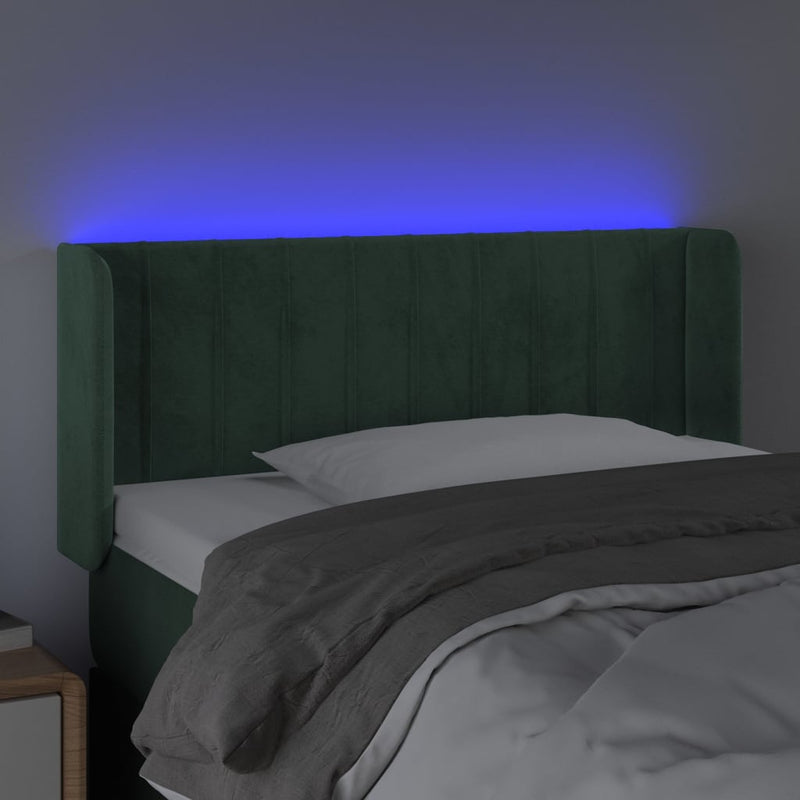 vidaXL sötétzöld bársony LED-es fejtámla 93 x 16 x 78/88 cm
