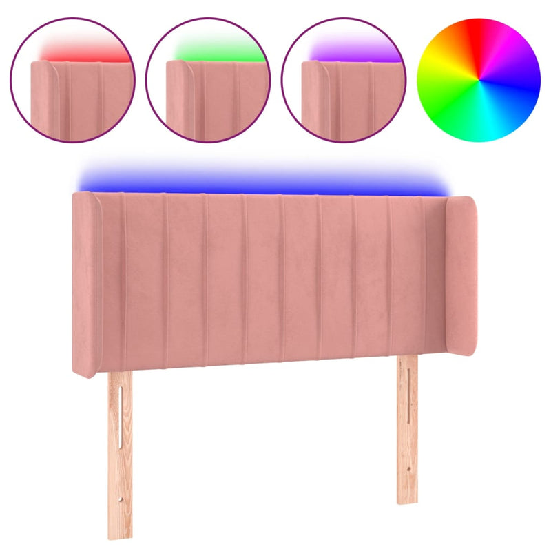 vidaXL rózsaszín bársony LED-es fejtámla 93x16x78/88 cm