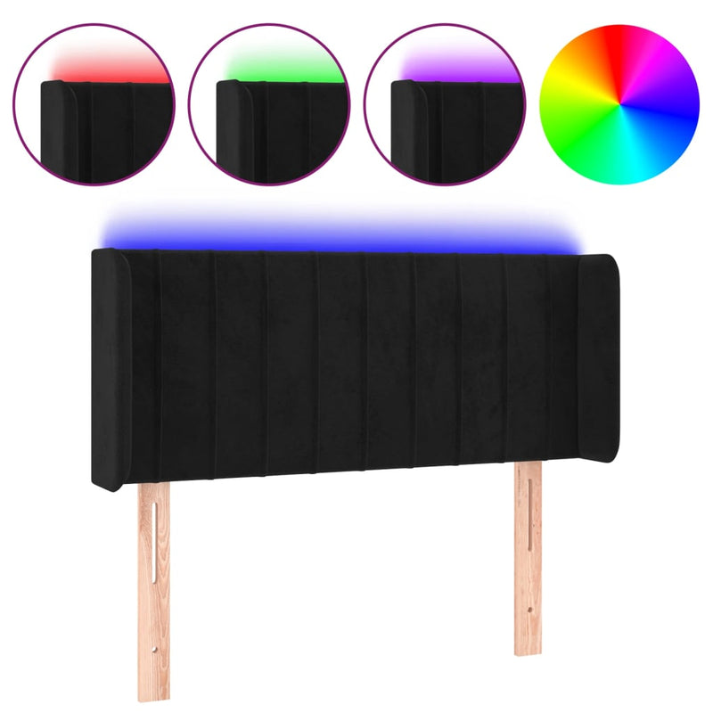 vidaXL fekete bársony LED-es fejtámla 103 x 16 x 78/88 cm