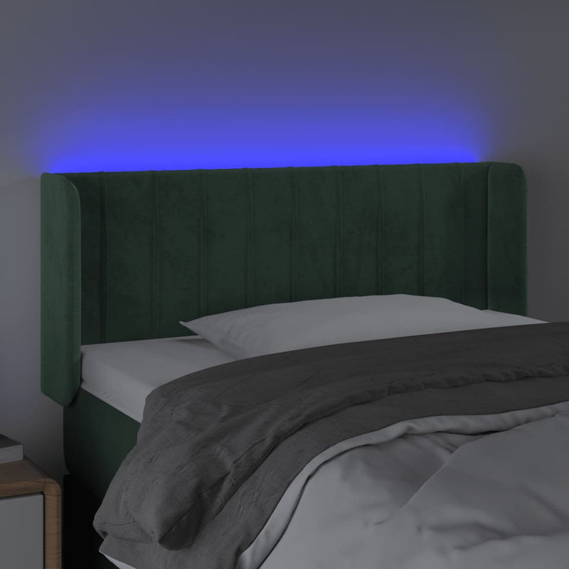 vidaXL sötétzöld bársony LED-es fejtámla 103 x 16 x 78/88 cm