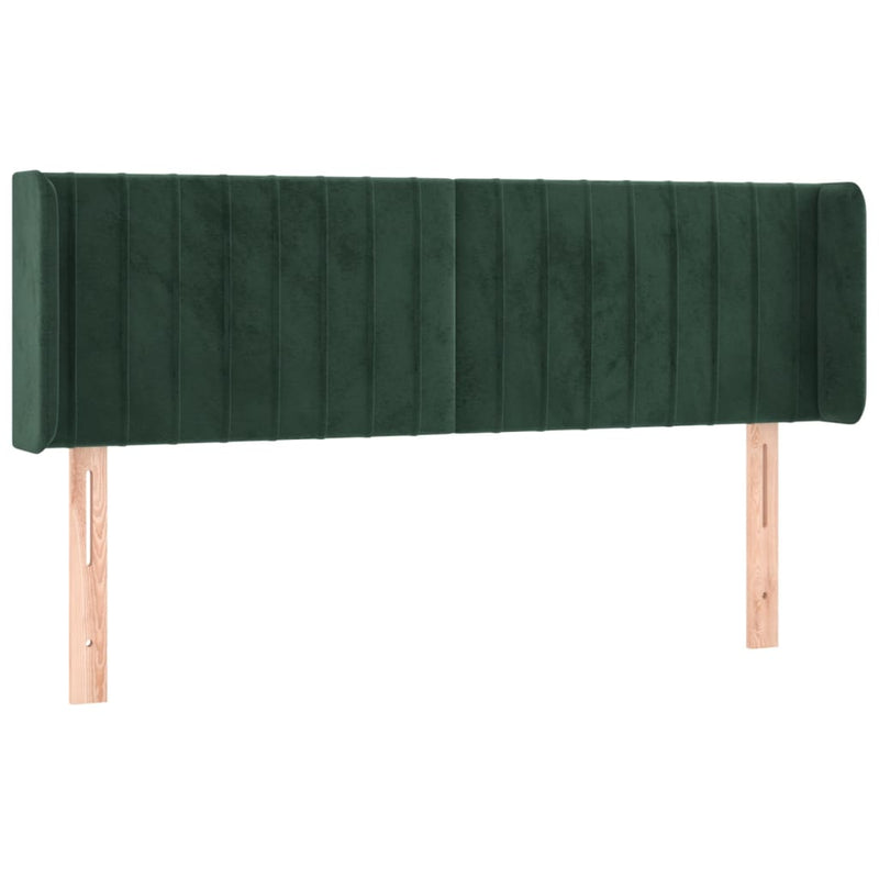 vidaXL sötétzöld bársony LED-es fejtámla 147 x 16 x 78/88 cm