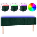 vidaXL sötétzöld bársony LED-es fejtámla 163 x 16 x 78/88 cm