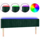 vidaXL sötétzöld bársony LED-es fejtámla 183 x 16 x 78/88 cm