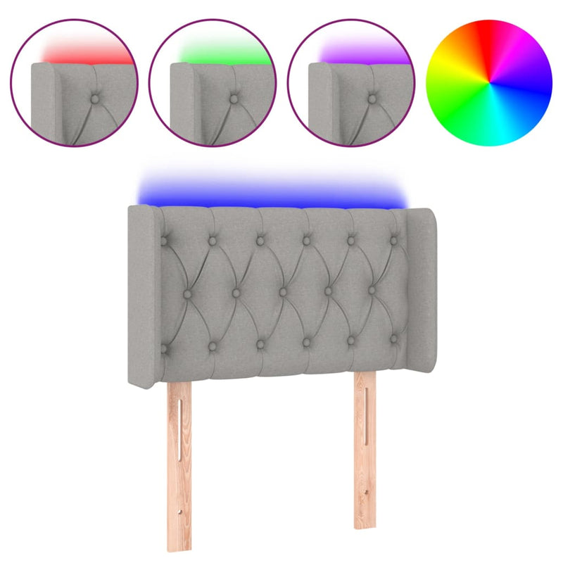 vidaXL világosszürke szövet LED-es fejtámla 83 x 16 x 78/88 cm