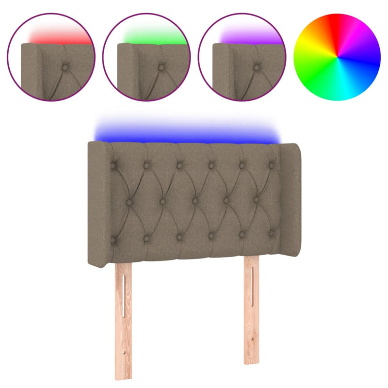 vidaXL tópszínű szövet LED-es fejtámla 83 x 16 x 78/88 cm