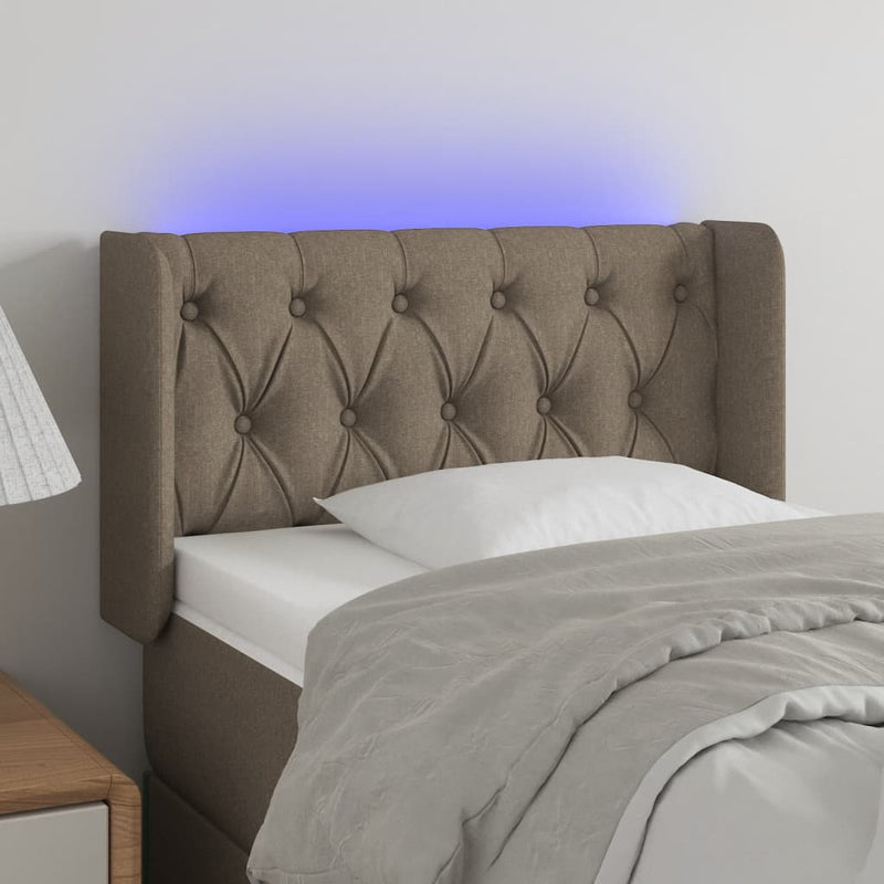 vidaXL tópszínű szövet LED-es fejtámla 83 x 16 x 78/88 cm