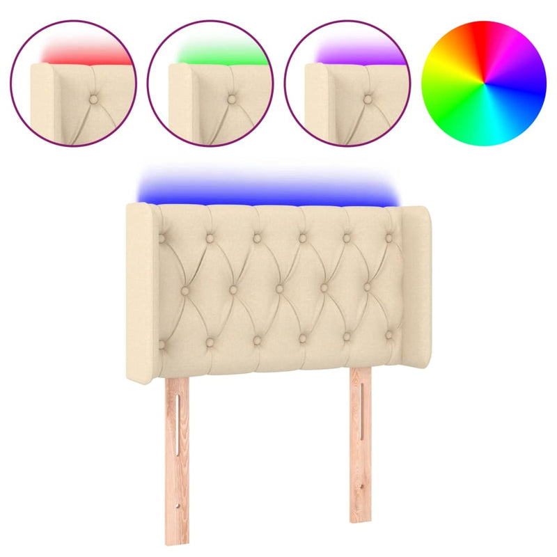 vidaXL krémszínű szövet LED-es fejtámla 83 x 16 x 78/88 cm