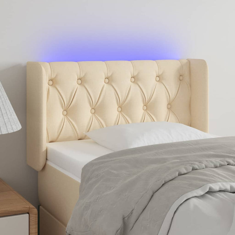 vidaXL krémszínű szövet LED-es fejtámla 83 x 16 x 78/88 cm