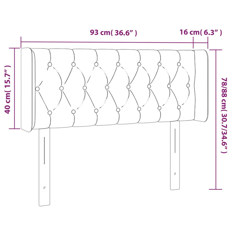 vidaXL fekete szövet LED-es fejtámla 93 x 16 x 78/88 cm
