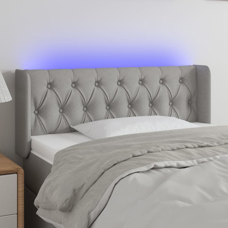 vidaXL világosszürke szövet LED-es fejtámla 103 x 16 x 78/88 cm
