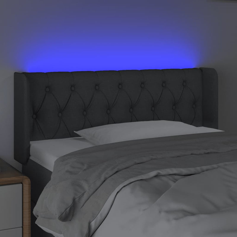 vidaXL sötétszürke szövet LED-es fejtámla 103 x 16 x 78/88 cm