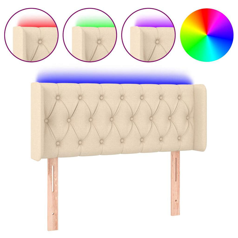 vidaXL krémszínű szövet LED-es fejtámla 103 x 16 x 78/88 cm