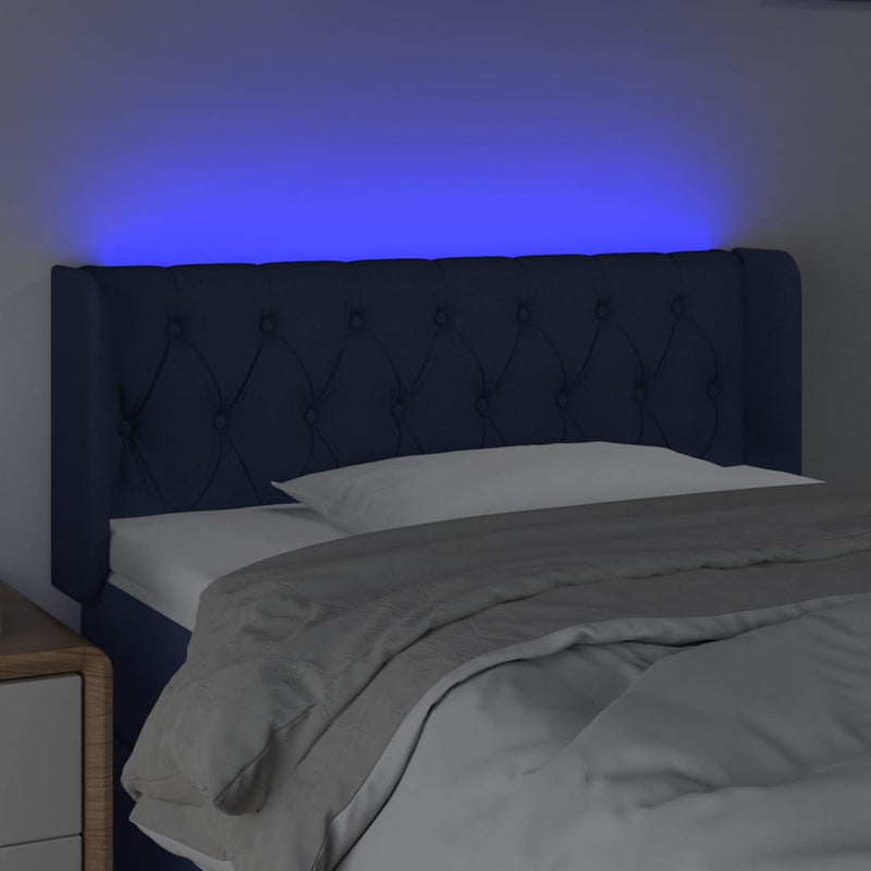 vidaXL kék szövet LED-es fejtámla 103 x 16 x 78/88 cm