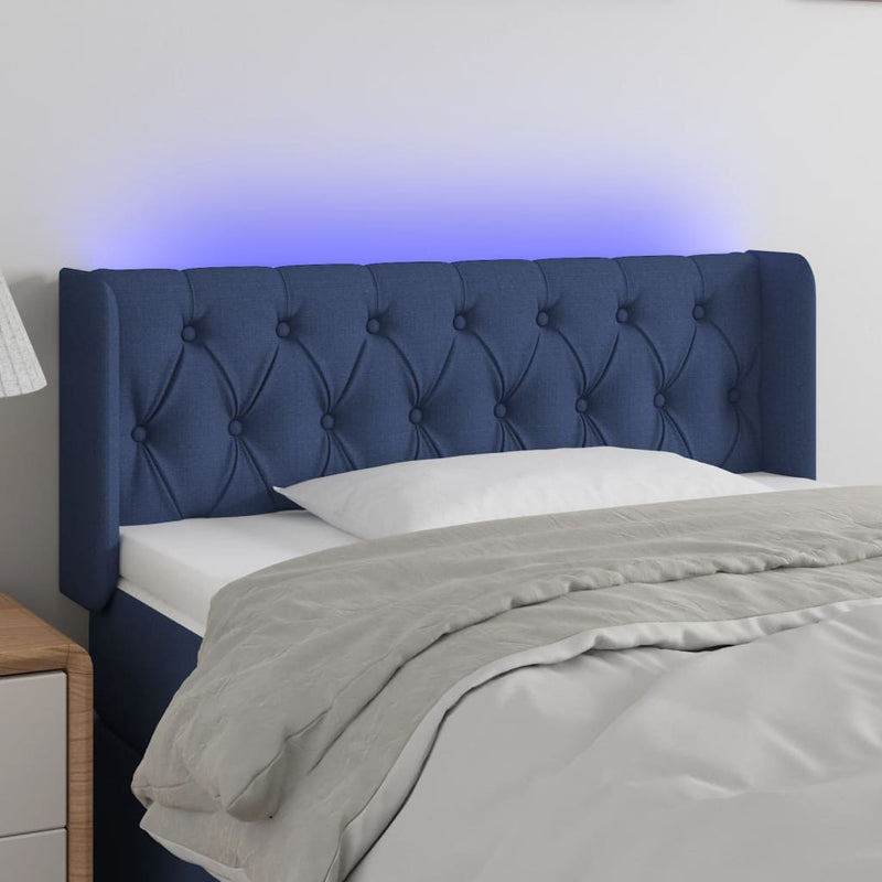vidaXL kék szövet LED-es fejtámla 103 x 16 x 78/88 cm